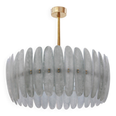 Chandelier en laiton moderne et en verre de Murano, style mid-century, Italie