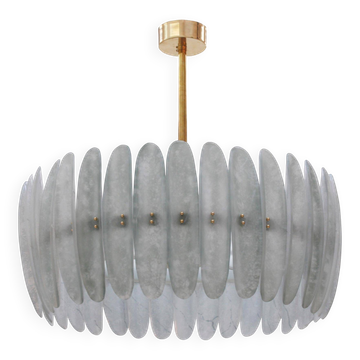 Chandelier en laiton moderne et en verre de Murano, style mid-century, Italie
