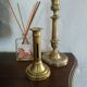 Set of 2 old brass candle holders