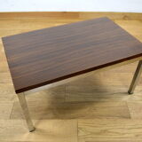 Table basse vintage bois & chrome 1970