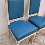 Pair of antique Louis XVI style chairs with patina