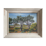 HSP Landscape painting with "Olive trees and broom" by Raymond Goubert + frame