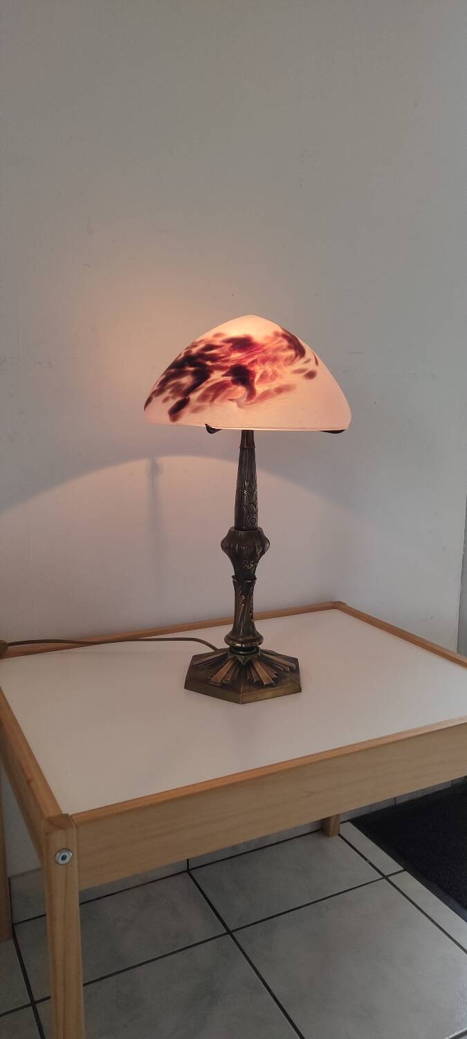 Art nouveau lamp signed Paris Stars 1950 and glass paste