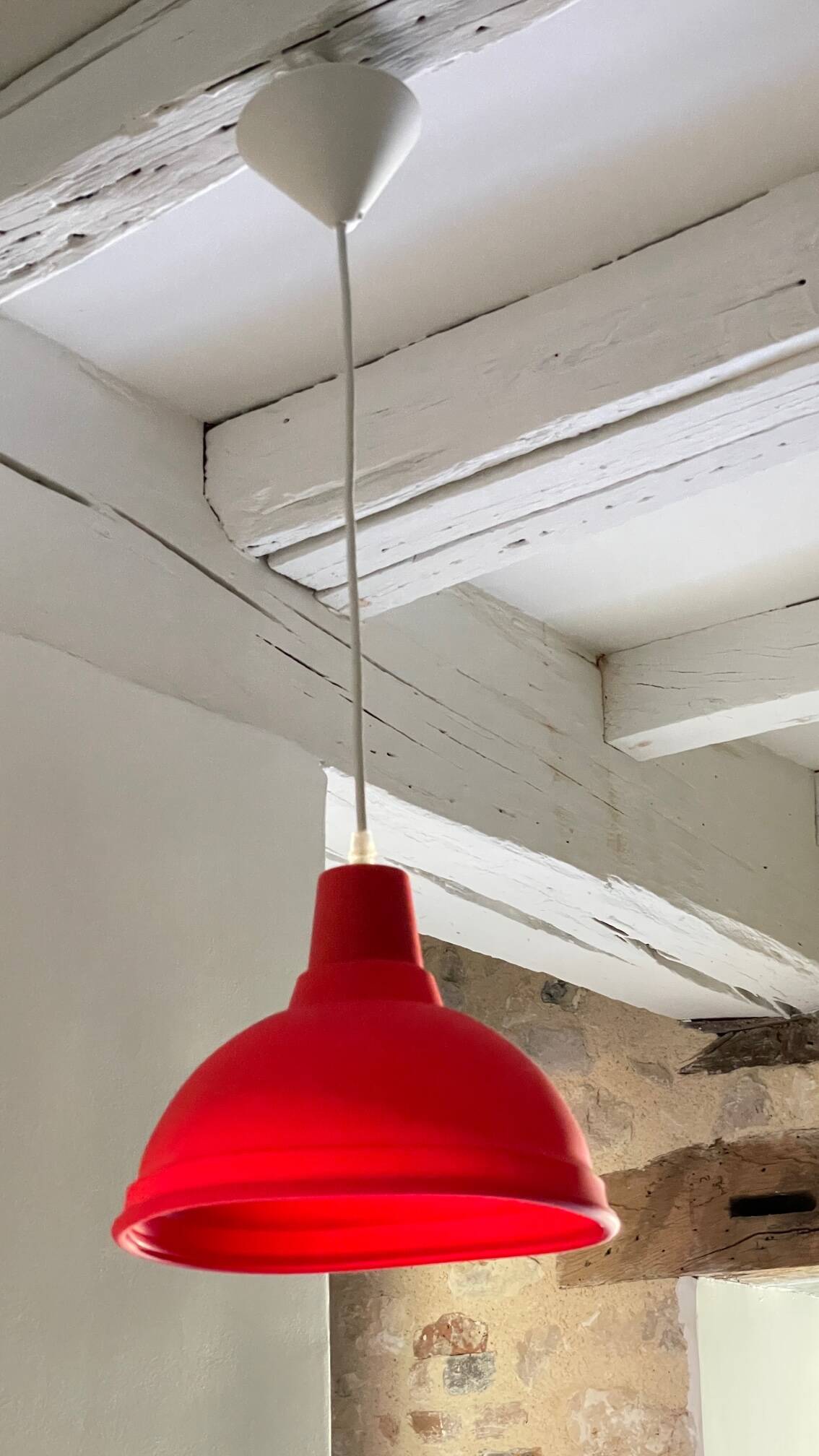 Red geometric pendant light