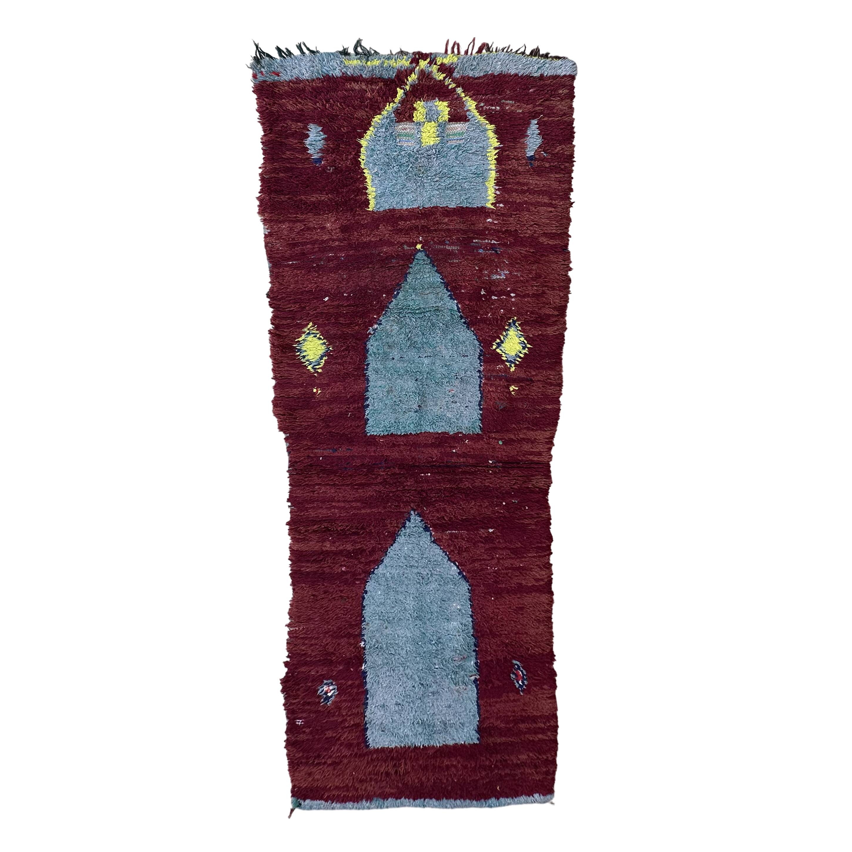 Red Boujad Moroccan rug - 110 x 323 cm