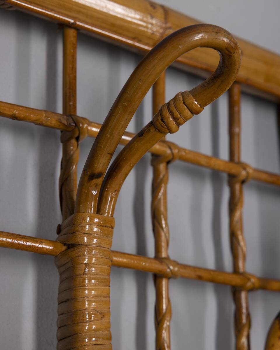 Vintage 1960s bamboo wall coat rack, Italian design