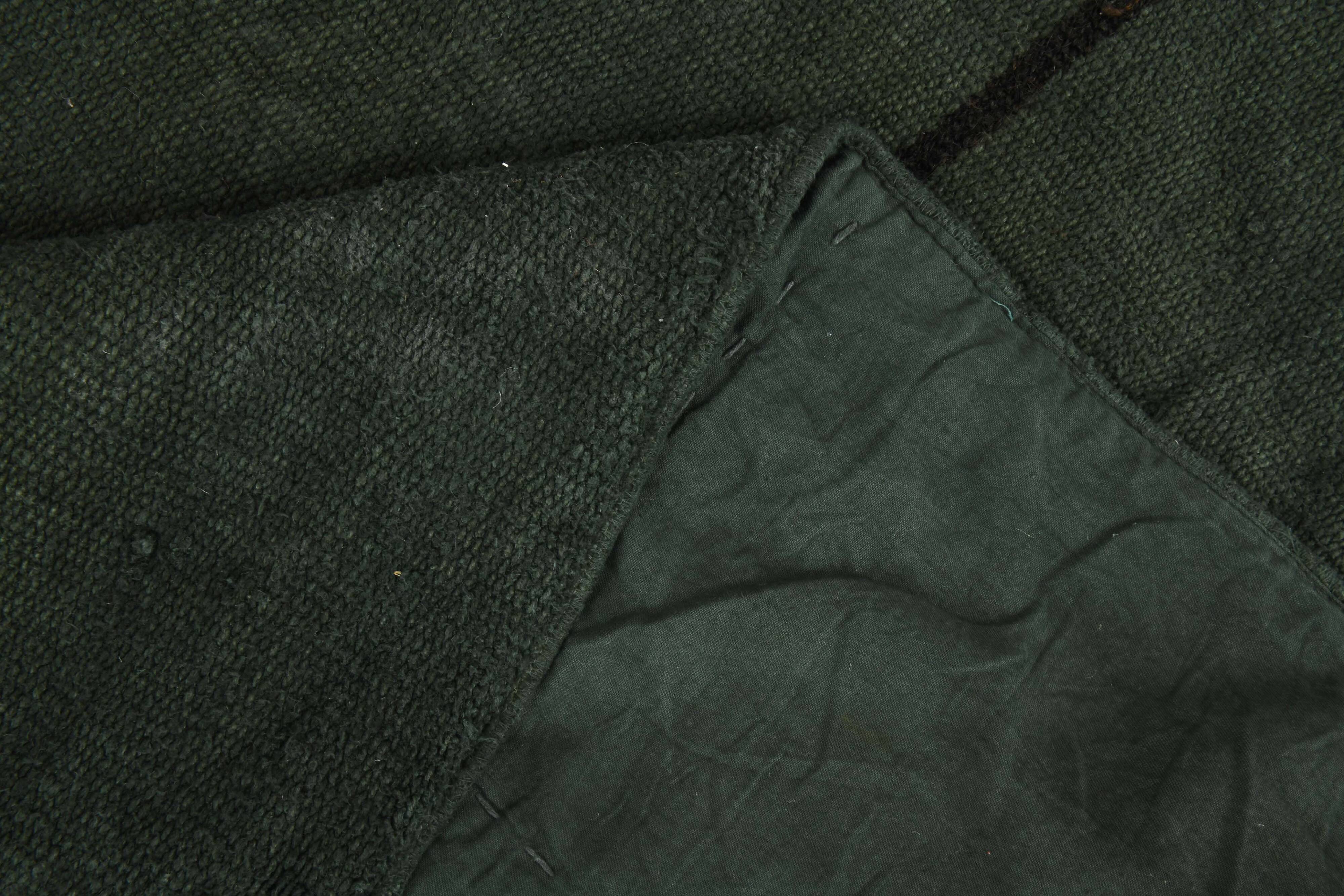 4x5 Dark Green & Black Kilim Rug, 138x150Cm