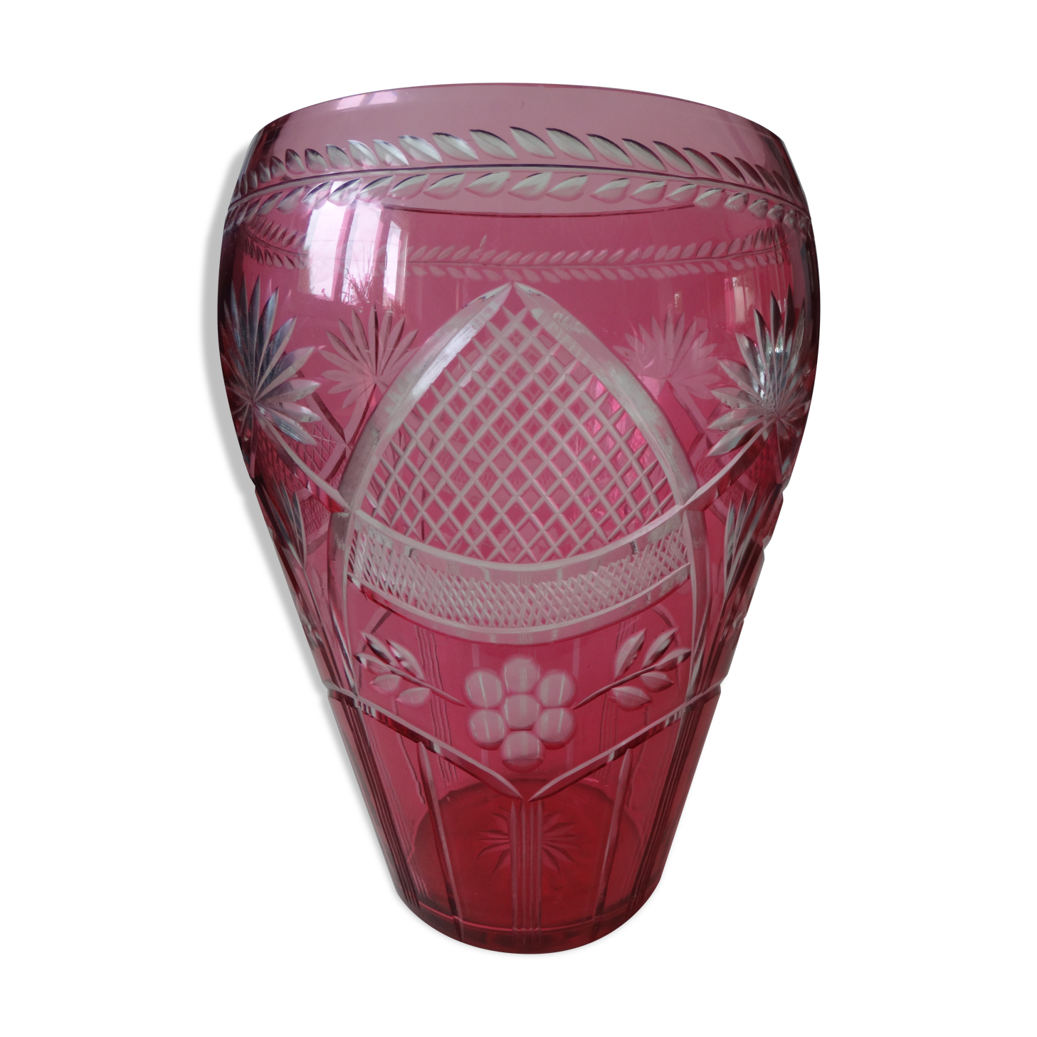 St. Louis Vase St Lambert pink crystal vase 29cm