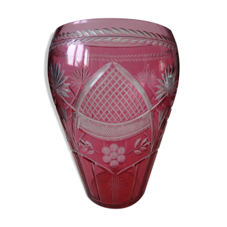 St. Louis Vase St Lambert pink crystal vase 29cm