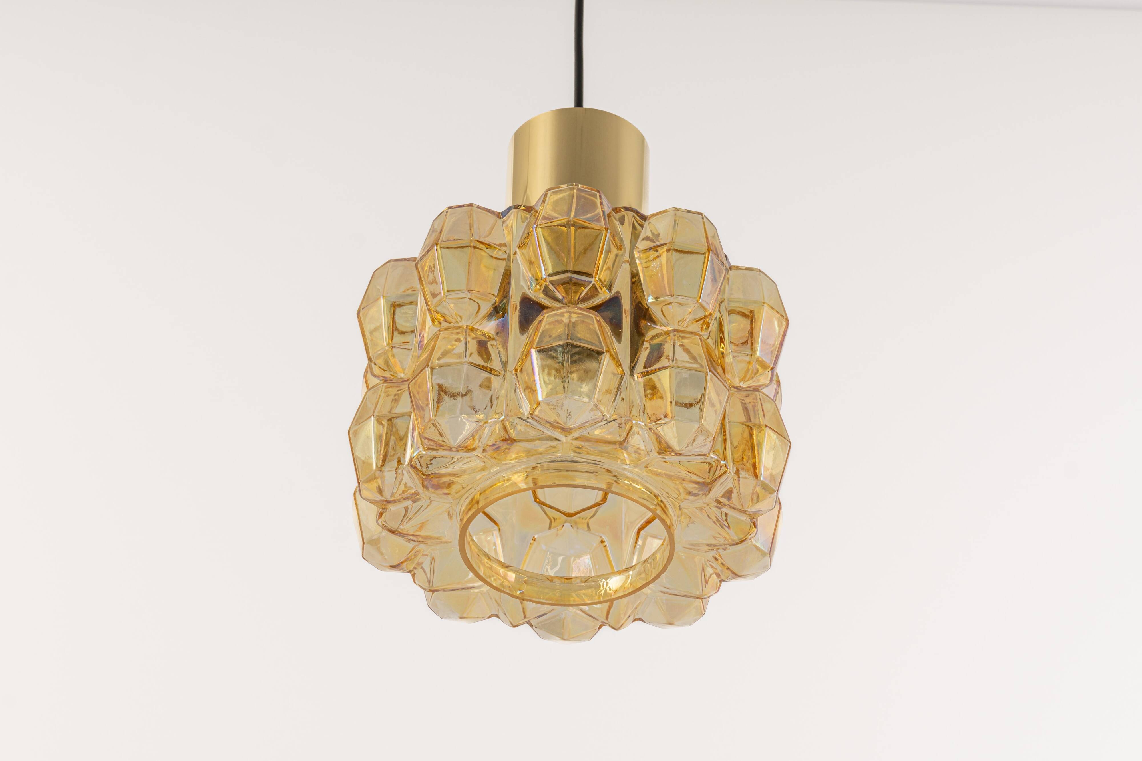 Large amber glass pendant by Limburg, Germany, 1970s.