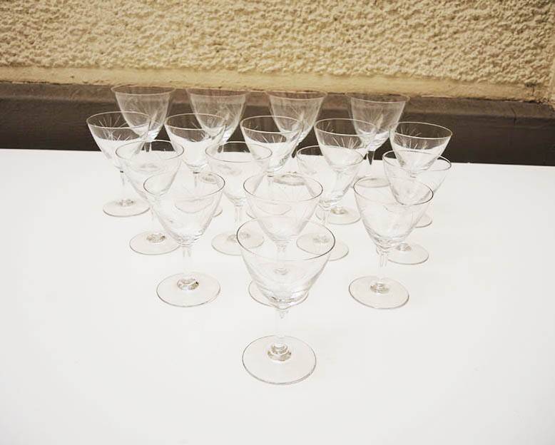 8 Old Art Deco Stemmed Glasses