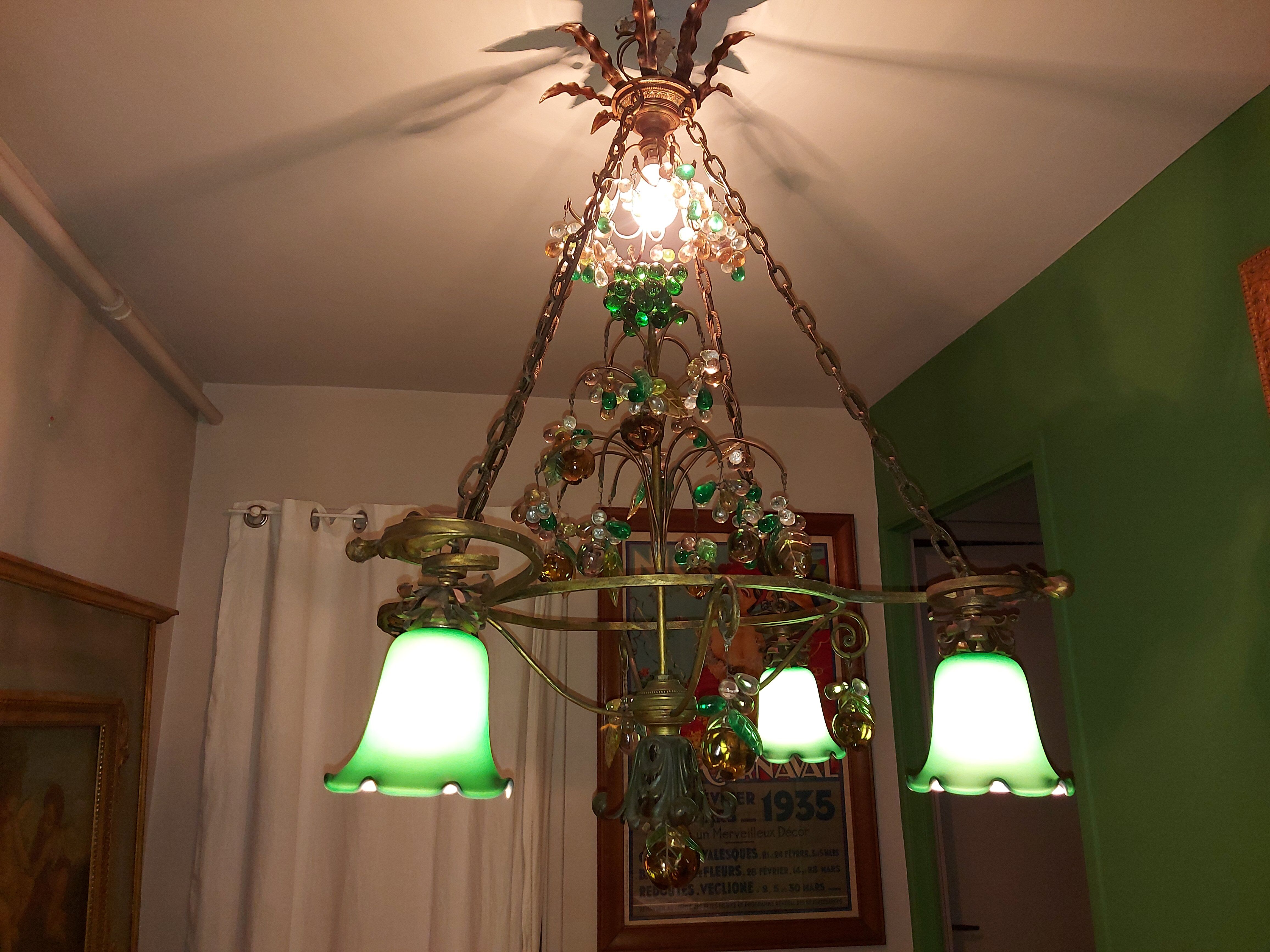 Very large art nouveau chandelier Murano (1 meter)