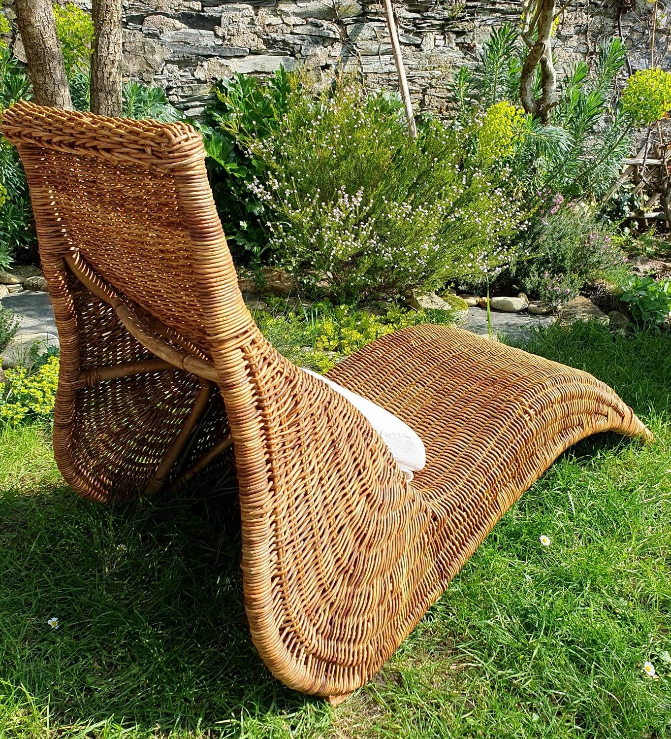 Karlskrona rattan chaise longue by Karl Malmvall for Ikea