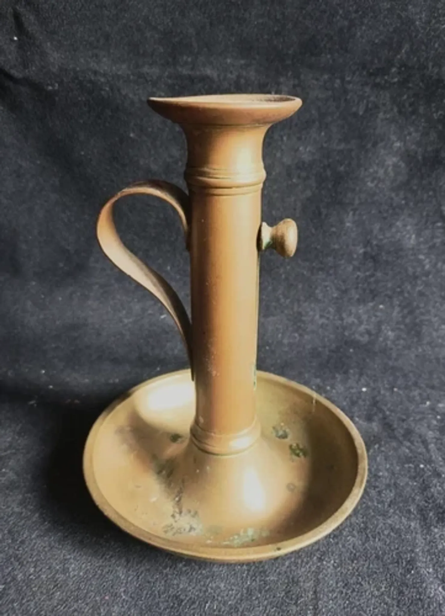 Set of 3 antique push-button bronze candlesticks from the Napoleonic III era.