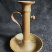Set of 3 antique push-button bronze candlesticks from the Napoleonic III era.