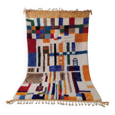 Large Abstract Multicolored Beni Ouarain Rug, Modern Mosaic Design 3x2m