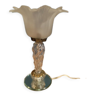 Lampe chevet base miroir verre tulipe pâte de verre dp 012364