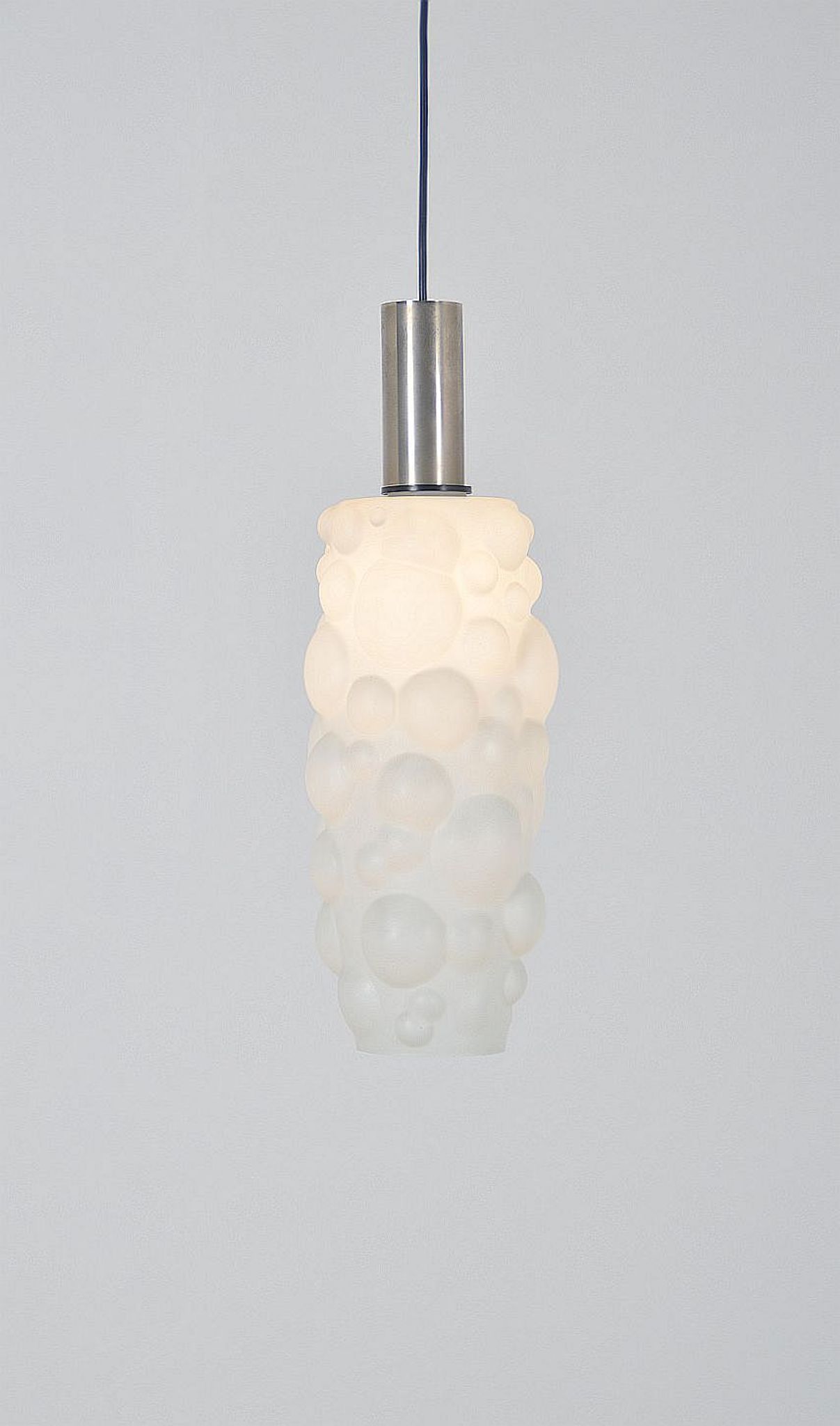 Vintage hanging lamp in glass with organic shape, 1960s