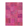 Tapis oriental vintage noué à la main 175 cm x 242 cm tapis patchwork rose