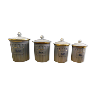 Series of 4 spice pots in aluminite frugier porcelain