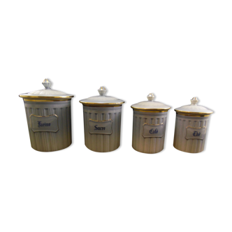Série de 4 pots à épices en porcelaine aluminite frugier