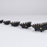 Cendriers empilables en laiton hérisson de Walter Bosse, Herta Baller, Autriche, années 1950