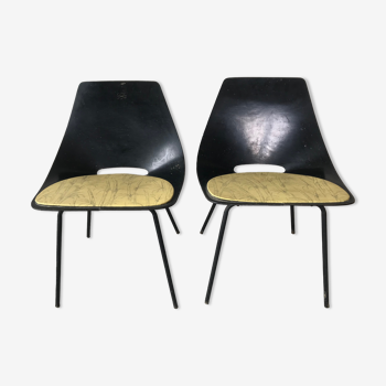 Pair of Tonneau chairs by Pierre Guariche for Steiner, circa 1950s