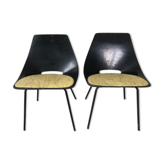 Pair of Tonneau chairs by Pierre Guariche for Steiner, circa 1950s