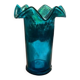 Vintage blue corolla vase glass Italy Murano style