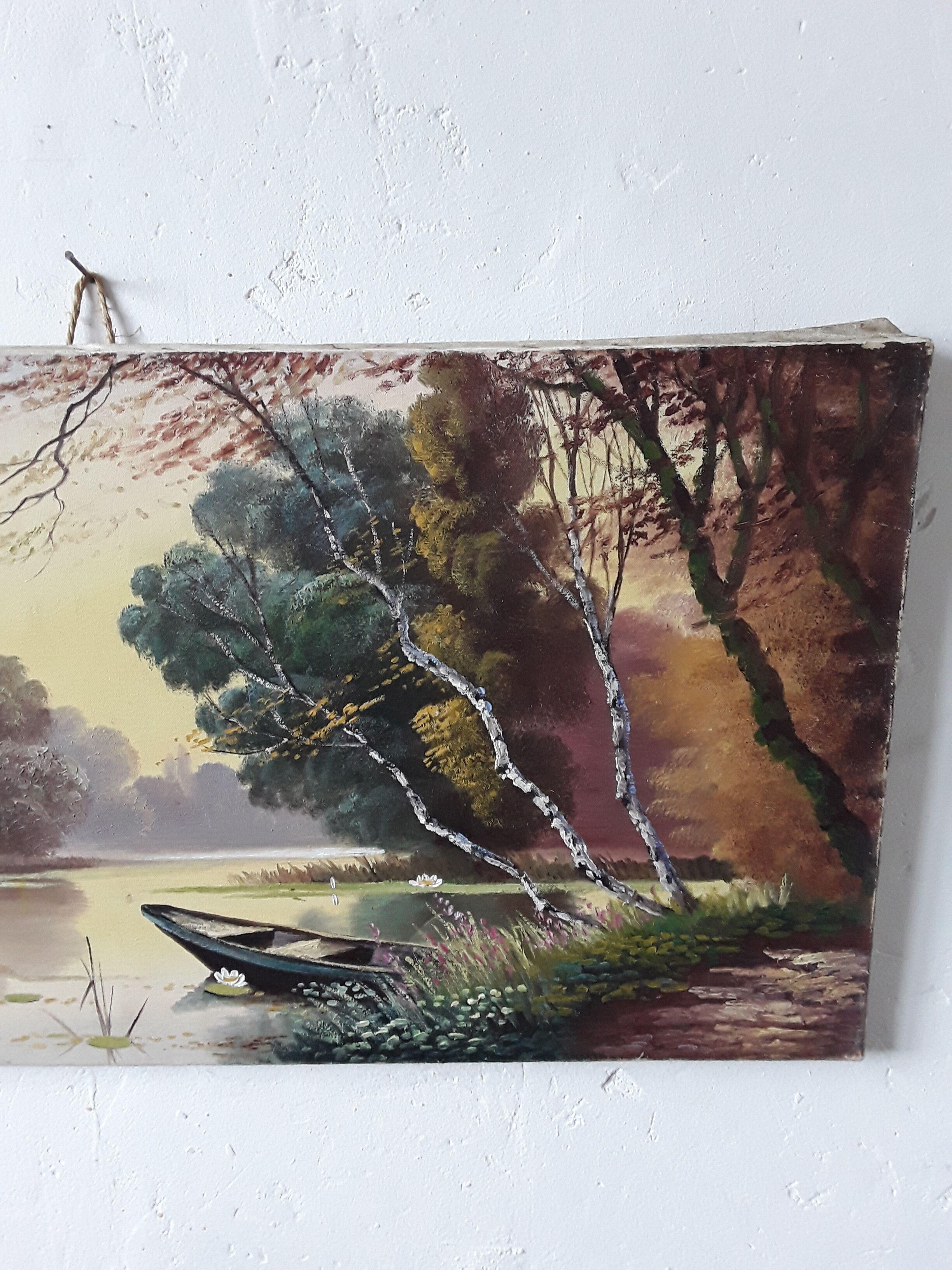 Peinture à l'huile paysage champêtre