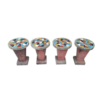 Lot de 4 tabourets en mosaïque