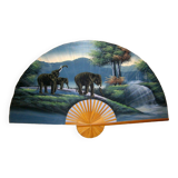 Large wooden and fabric fan
