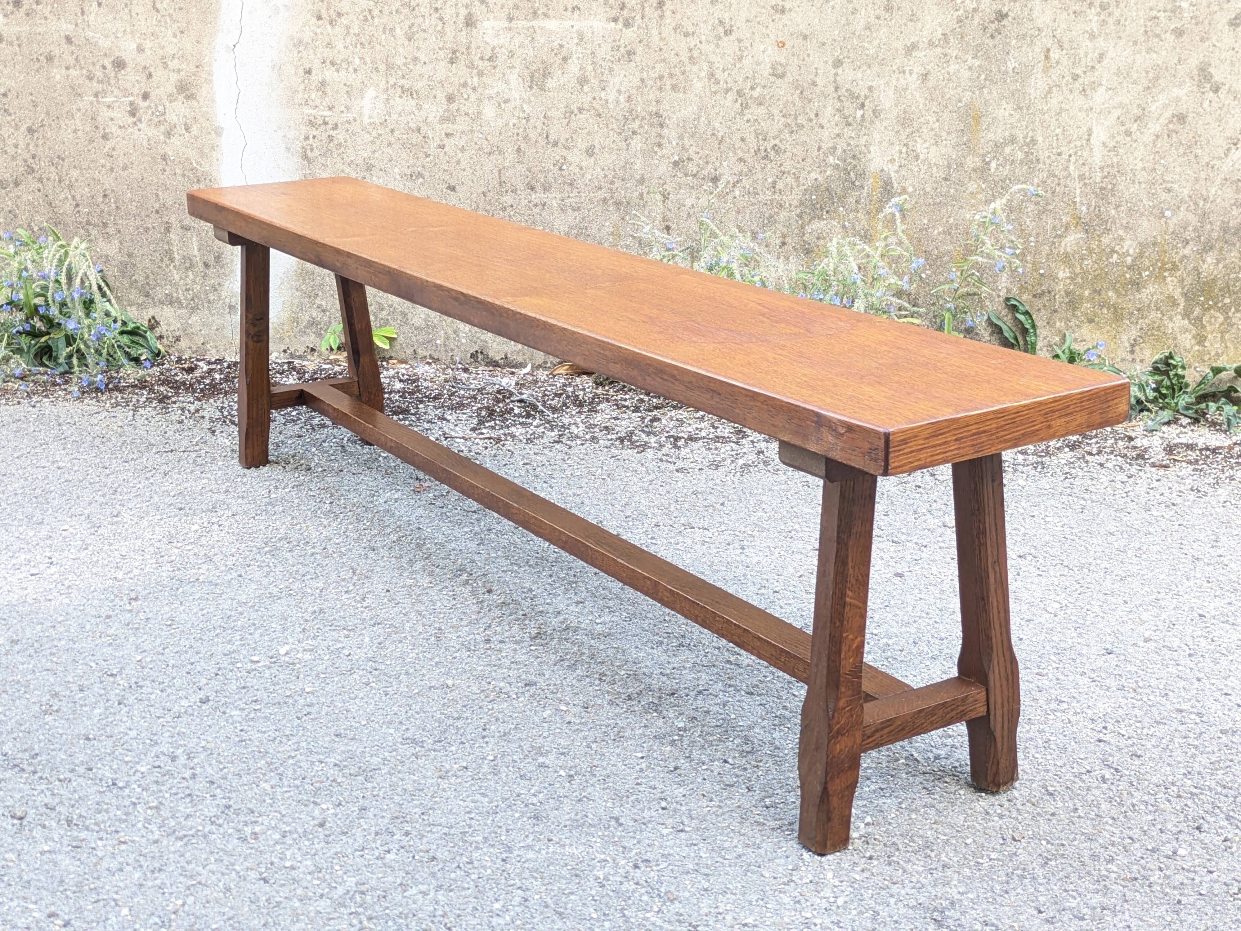 Banc rustique en chêne, France, 1970