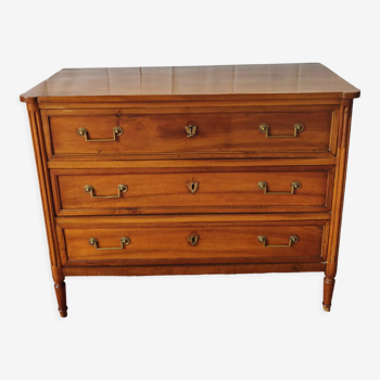 Louis XVl walnut style apartment chest of drawers