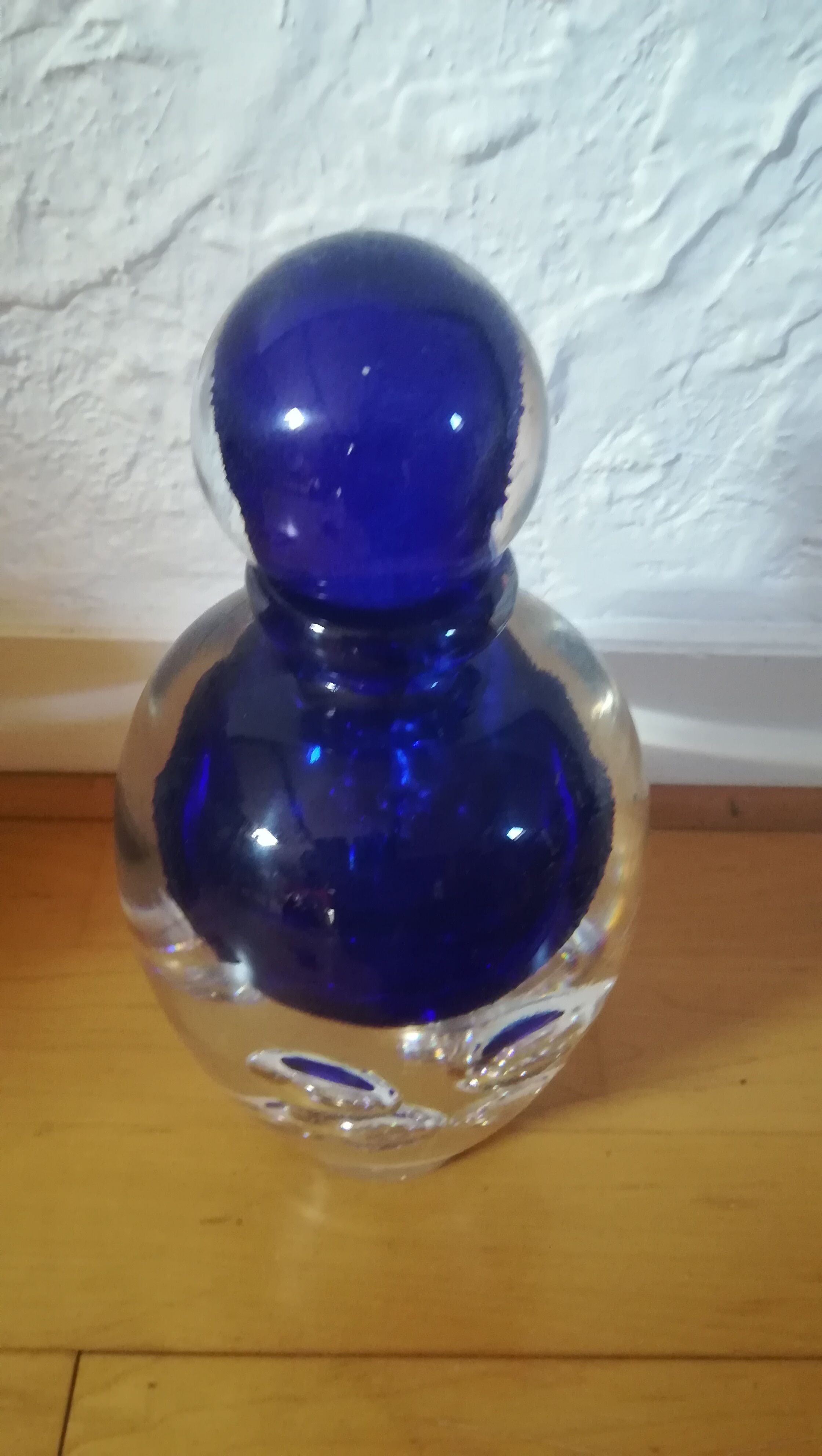 Glass flask blown by Jean Claude Novaro, unique piece.