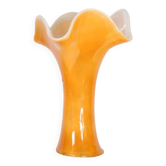 GRAND VASE EN VERRE ORANGE ARTISANAL