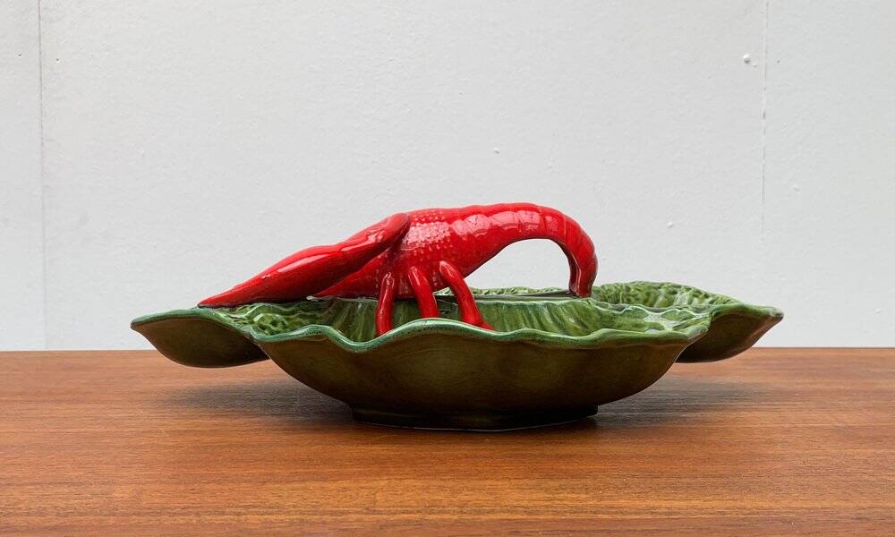 Vintage Italian lobster-shaped pottery sculpture.