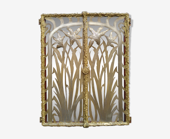Miroir biseauté et portes à motif d'iris