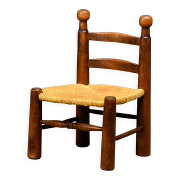 Fauteuil bas FireSide en chêne et corde à papier attribué à Charles Dudouyt, France