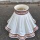 Vintage pleated scalloped lampshade — Cream fabric & floral embroidered trim