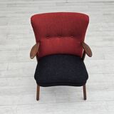 1960s, Danish design by Erhardsen & Andersen, reupholstered armchair, furniture wool, teak wood.