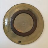 Green ceramic plate signed vintage