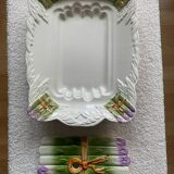 Plat à asperge en Barbotine