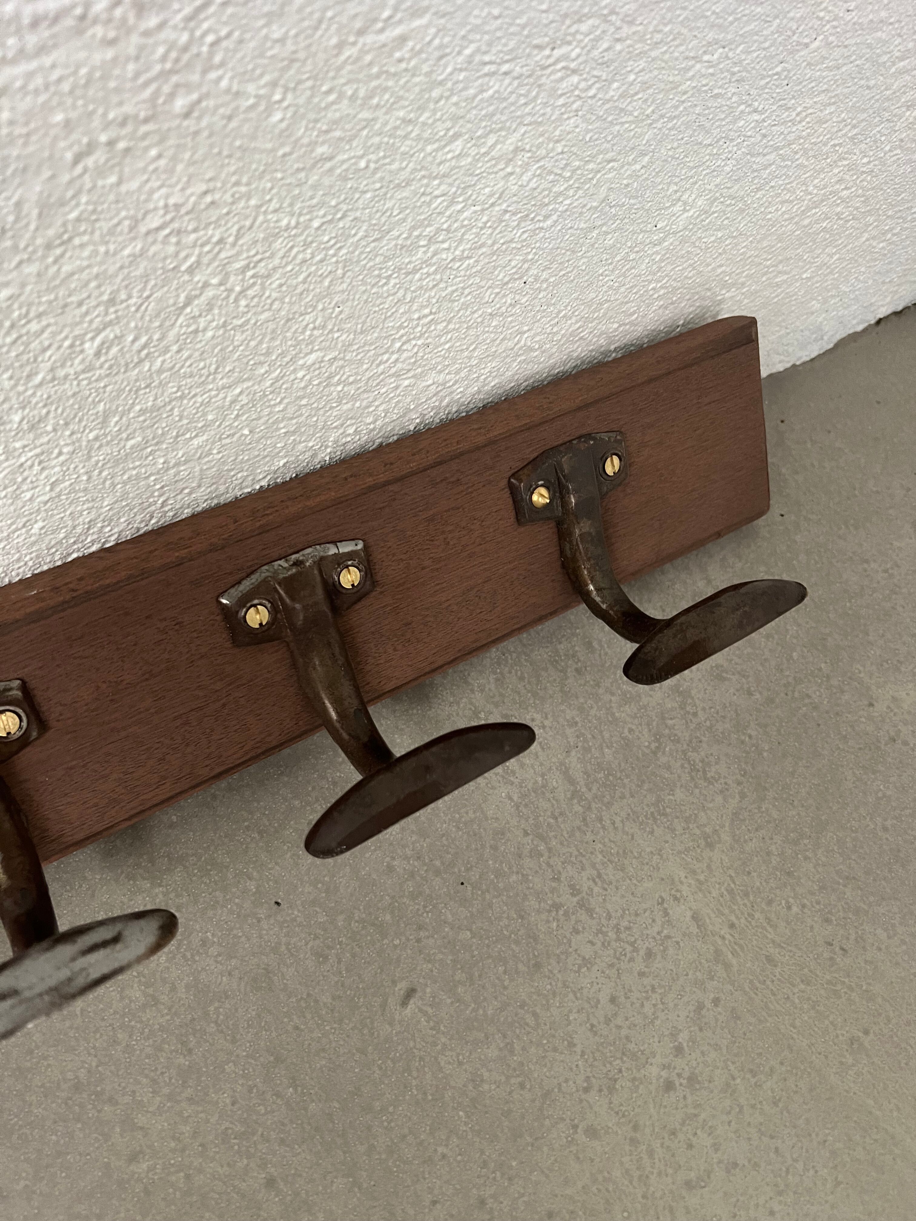 Old  school wall coat rack with 20 hooks, completely restored