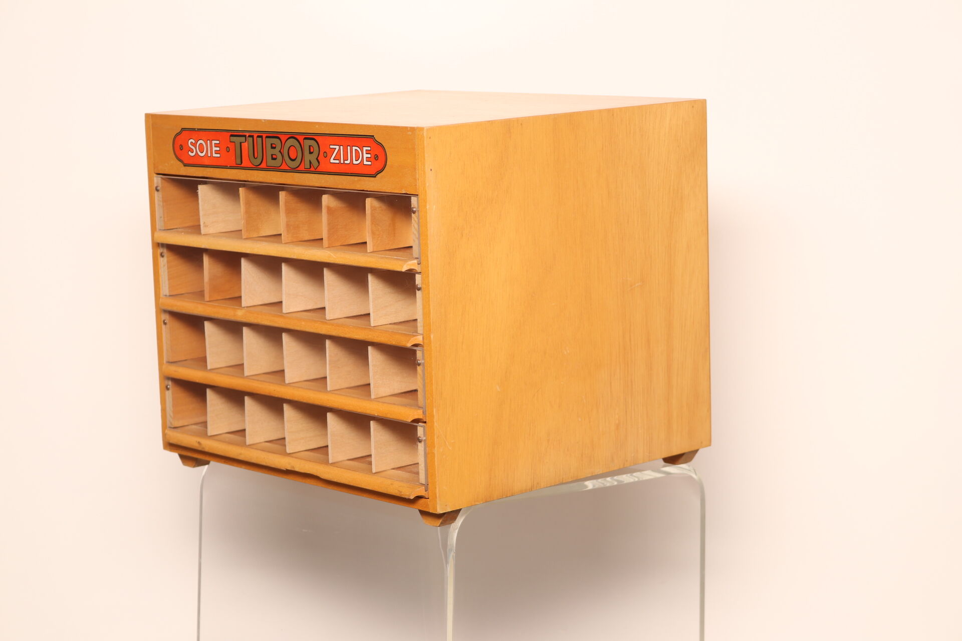 Haberdashery cabinet 'tubor tubca' by porey & fils - belgium 1950's