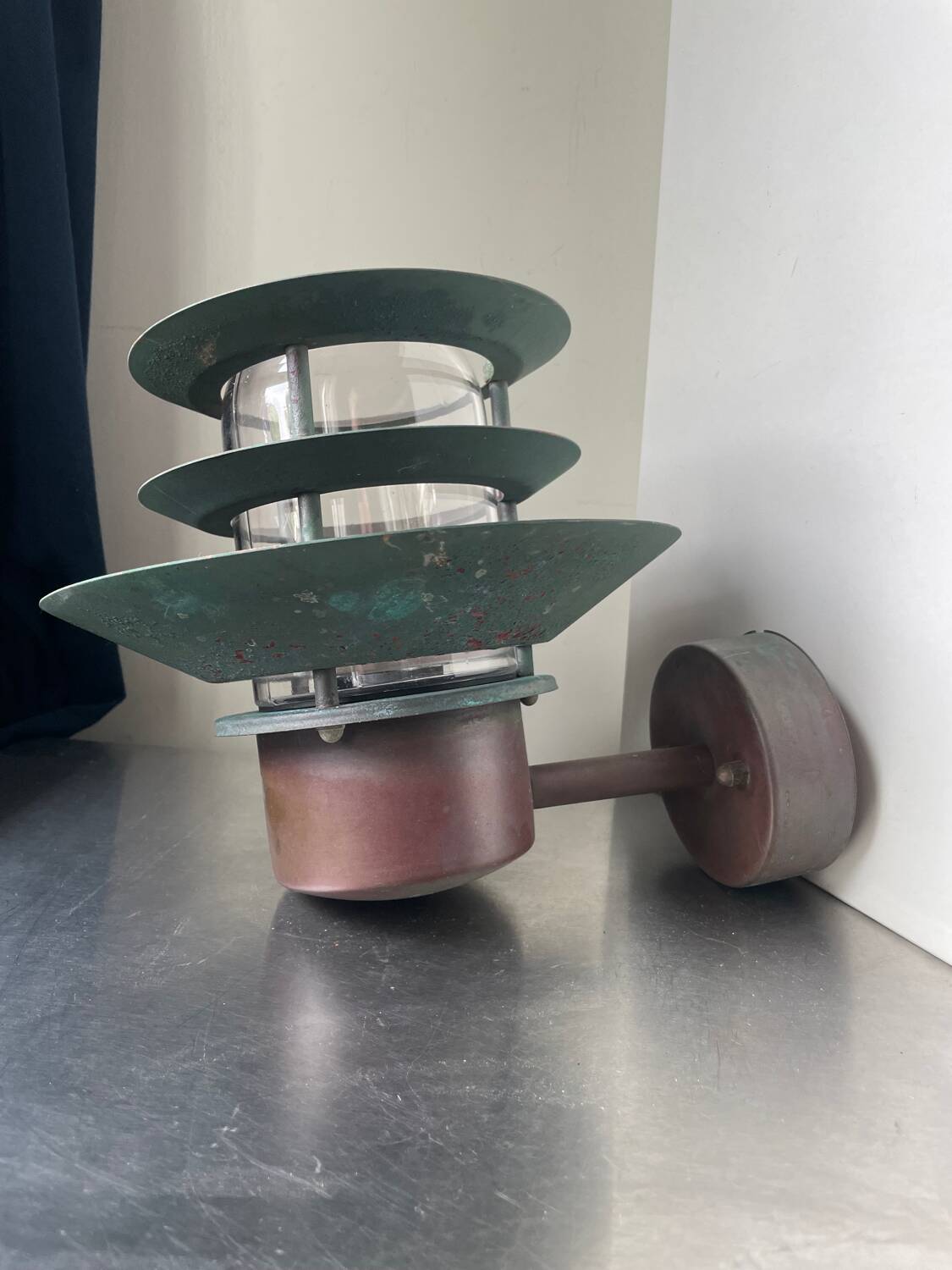Pair of Classic Danish Vintage Outdoor Wall Lamps in  Copper