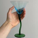 Set of 4 vintage green twisted stem cocktail glasses