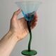Set of 4 vintage green twisted stem cocktail glasses