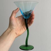 Set of 4 vintage green twisted stem cocktail glasses