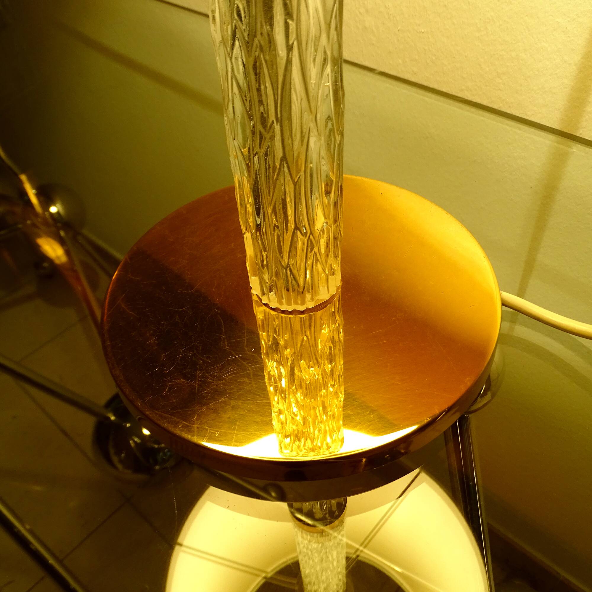 Large Vintage Glass Brass Lamp